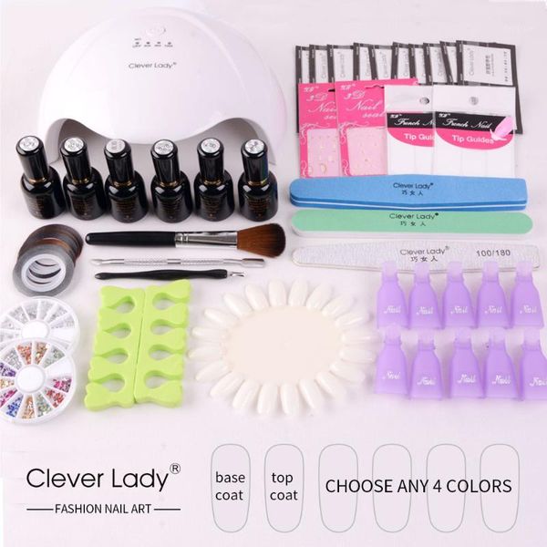 

gel nail polish set kit with lamp for manicure starter art 36w dryer 6pcs1