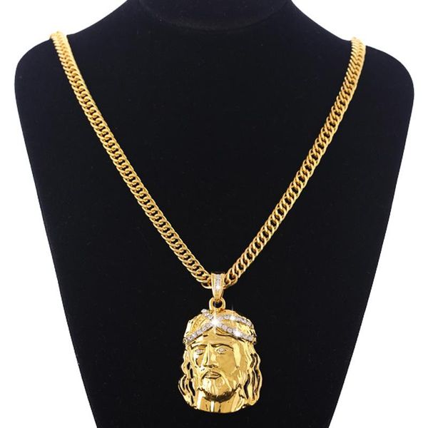 

men's hip-hop jesus rhinestone necklace pendants wholesale chains, Silver