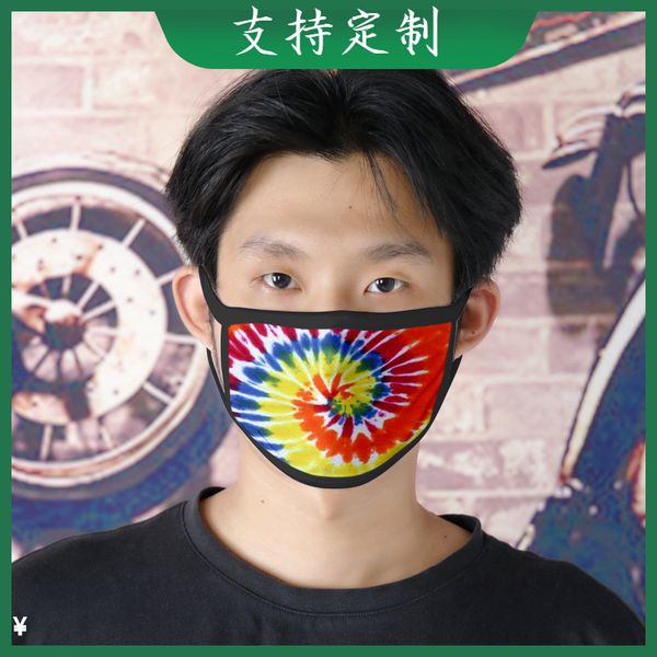 

custom logo 3d fashion digital printed cotton washable mask can be reused for tie dyeing