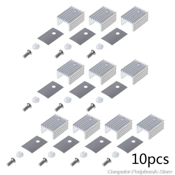 

10set to-220 cooling radiator aluminum sheet heatsink transistor heat sink cooler silicone pads for pc j29 21 fans & coolings