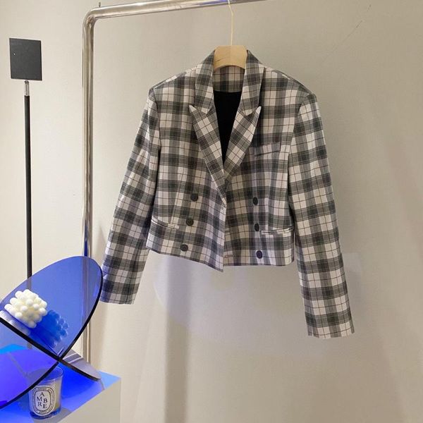 

spring women plaid jacket female coat blazer for ladies ddxgz2 2.22 women's suits & blazers, White;black