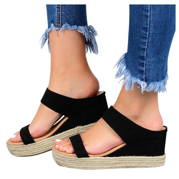 

dress shoes women sandals plus size gladiator wedges summer pumps buckle strap open toe platform zapatos mujer 35-43, Black