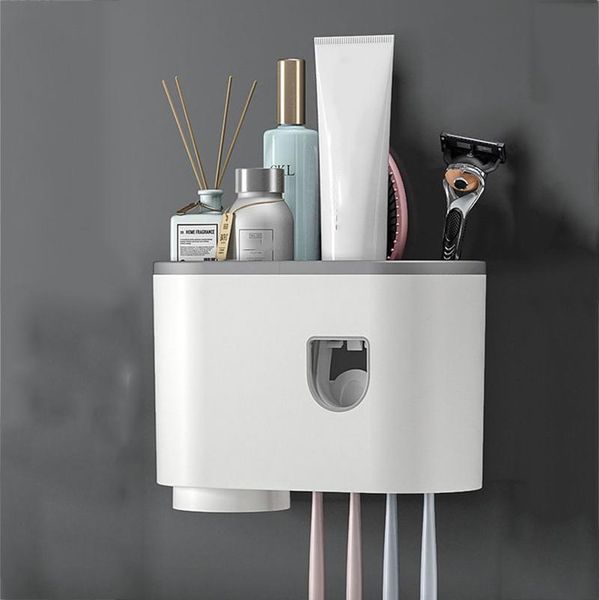 

wall-mounted toothpaste and toothbrush holder automatic release bathroom accessories organizer set holders