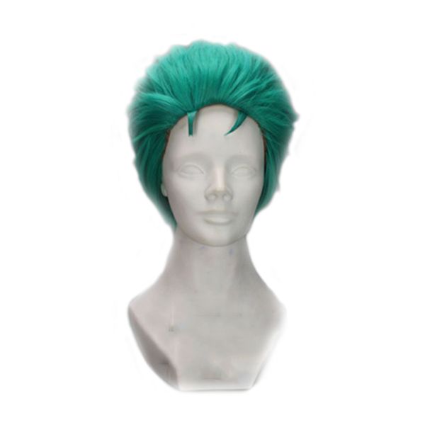 

roronoa zoro cosplay wigs anime one piece slicked-back green short layer high temperature fiber hair wig, Black