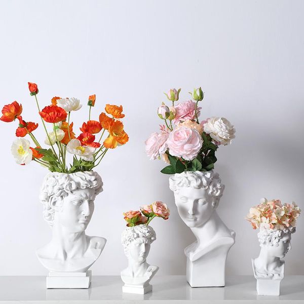 

vases michelangelo bonarotti david head resin imitation gypsum vase plant flower pot ornament wy