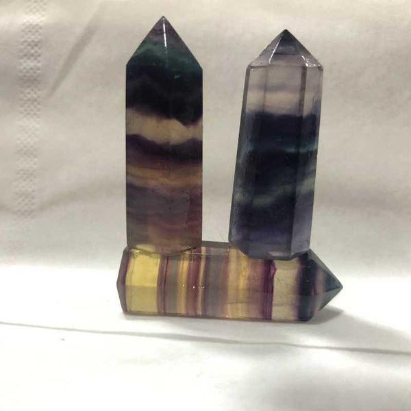 

1pc natural colored fluorite wand quartz mini crystal repair geomancy witchcraft supplies aesthetic crystals and stones healing decorative o