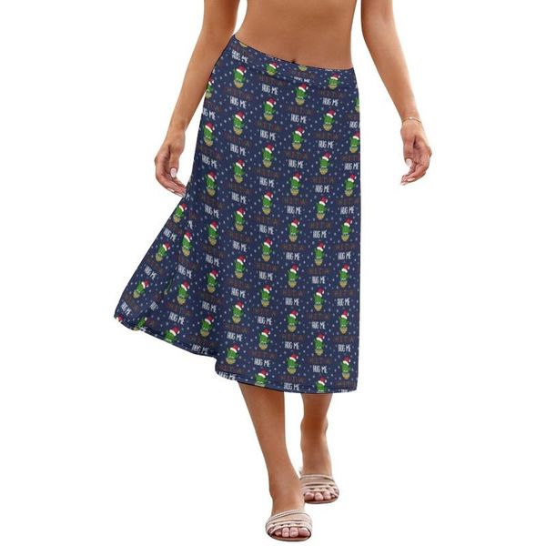 

skirts cactus skirt printed summer fashion girls polyester classic midi, Black