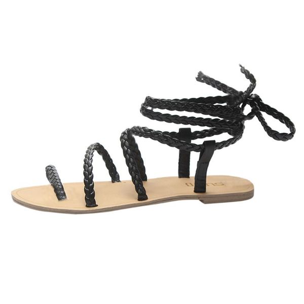

women shoes sandals comfort summer fashion cross strap flat ankle gladiator sandalias mujer, Black