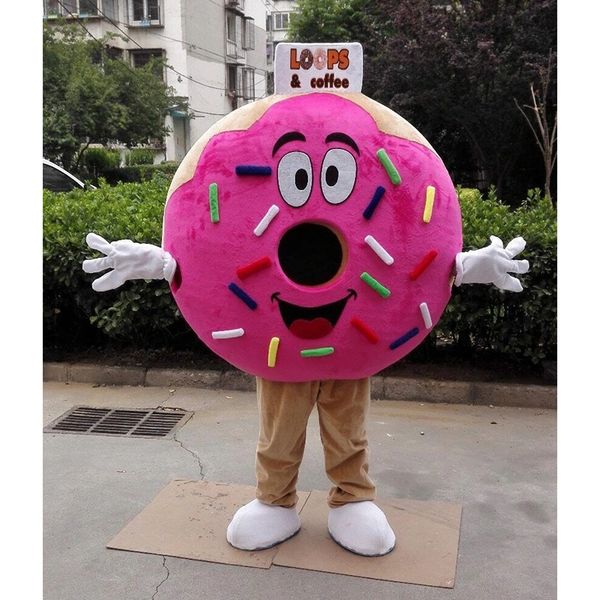 Performance Food Donut Mascotte Costume mascotte Halloween Fancy Party Dress Sport Club Personaggio dei cartoni animati Vestito Carnevale Unisex Adulti Outfit Puntelli promozionali per eventi