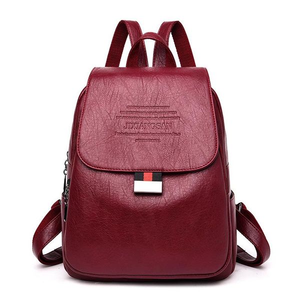 

outdoor bags elegant backpack women leather big capacity female shoulder bag lady travel mochilas school for teenage girls 2021