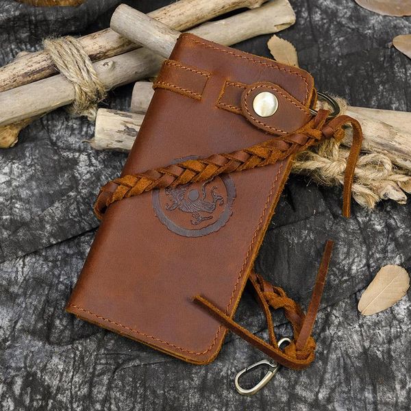 

fashionable embossed leather long wallet with braided strap genuine 2 folds clutch cell inner coin purse zip phone wallets, Red;black