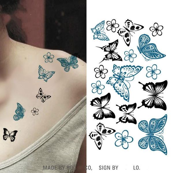 

temporary tattoos 1pcs butterfly tattoo stickers waterproof for women arm clavicle body art hand foot girl men hc1003