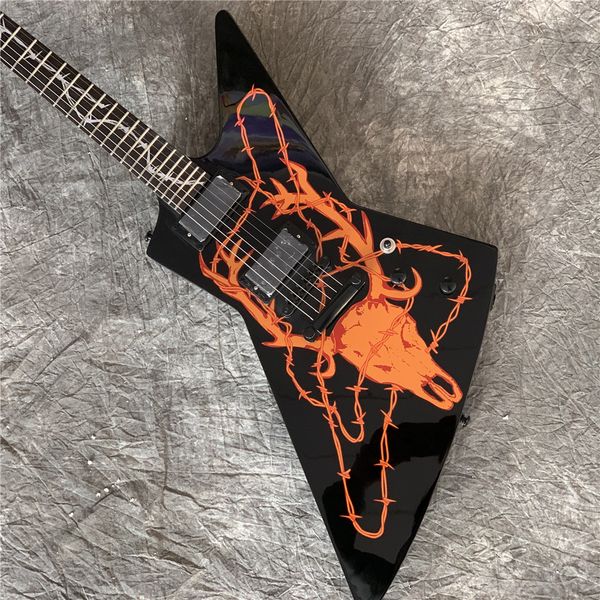 

electric guitar, james hetfield elk skull, quality guitar.
