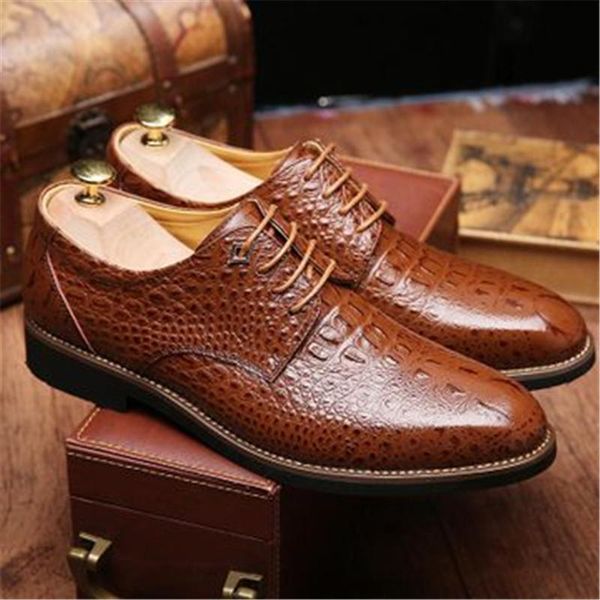 

dress shoes acebuy2 men leather casual fashion business men's shoe crocodile stripes comfortable wedding, Black