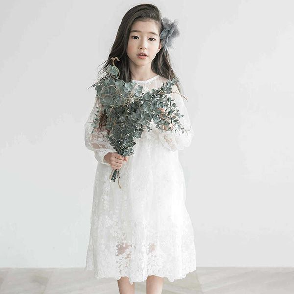 

white girl's lace drs spring and autumn 2021 korean children's chiffon skirt, Black;gray