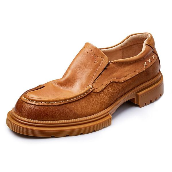 

mens dress shoes autumn winter british retro men cowhide loafer driving soft genuine leather, Black