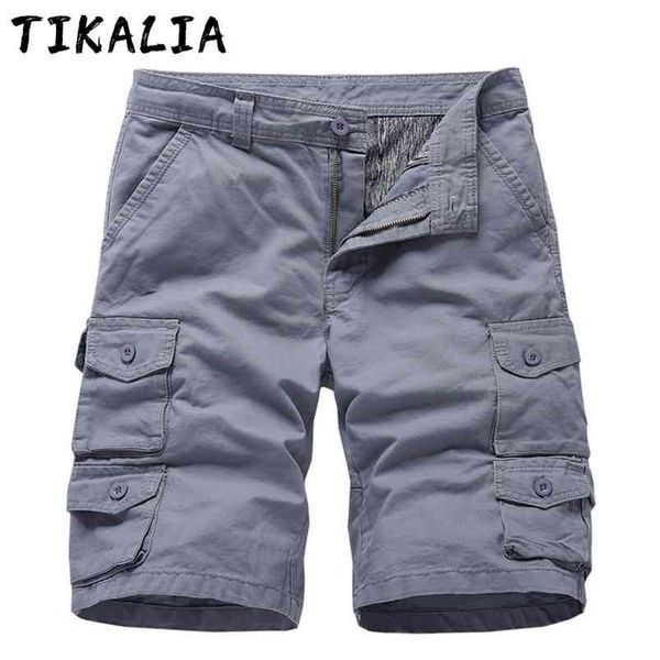 

shorts for men casual cargo shorts multi-pockets street wear fashion clothing men cotton trousers knee length zipper fly 210323, White;black
