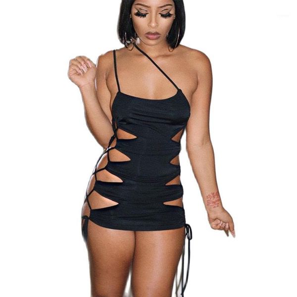 

arrival halter spaghetti strap side slite lace up and club birthday party bodycon mini vestidos lady dress casual dresses, Black;gray