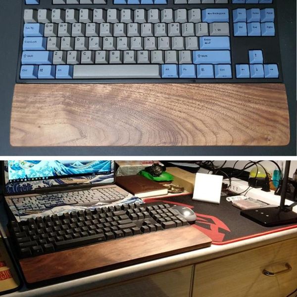 

mouse pads & wrist rests walnut wooden mechanical keyboard rest with anti-slip mat ergonomic gaming desk pad support 61 87 104 keys p82a