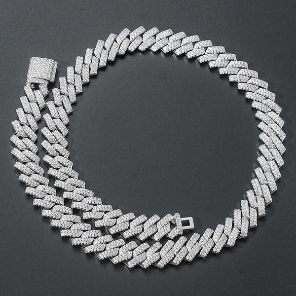 

14mm wide aaa+ cubic zirconia paved bling iced out square cuban chain chokers necklaces men hip hop rapper jewelry gold, Silver