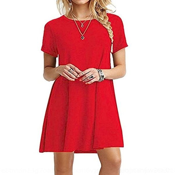 

3oy 2020 short sleeve loose solid wear 2020 summer short sleeve plus size dresses women's summer loose size solid dress women's we