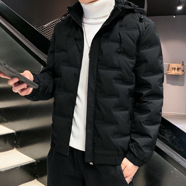 

2021 new casual hooded light down winter coat men's et, Black