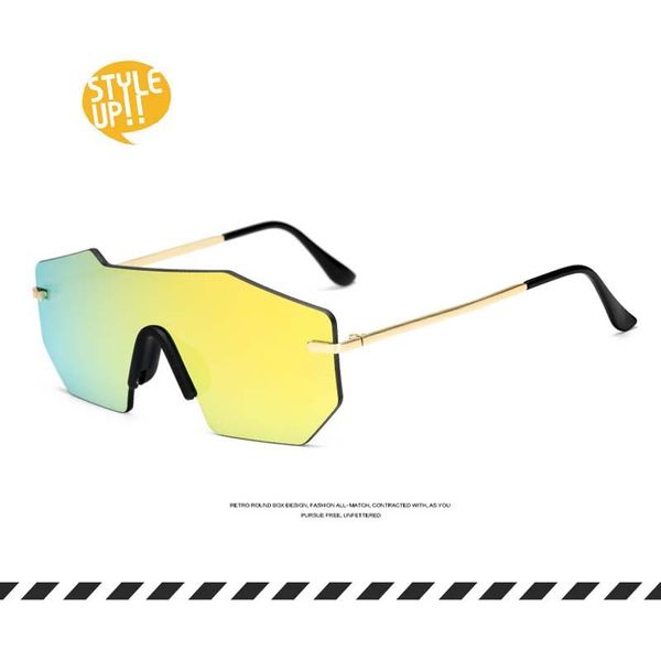 

sunglasses 2021 irregular one-piece goggles, metal temple sunglasses, men's and women's, White;black