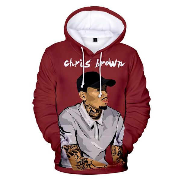 

men's hoodies & sweatshirts trendy fashion classic 3d print long sleeve sweatshirt men/women casual autumn hooded chris brown black