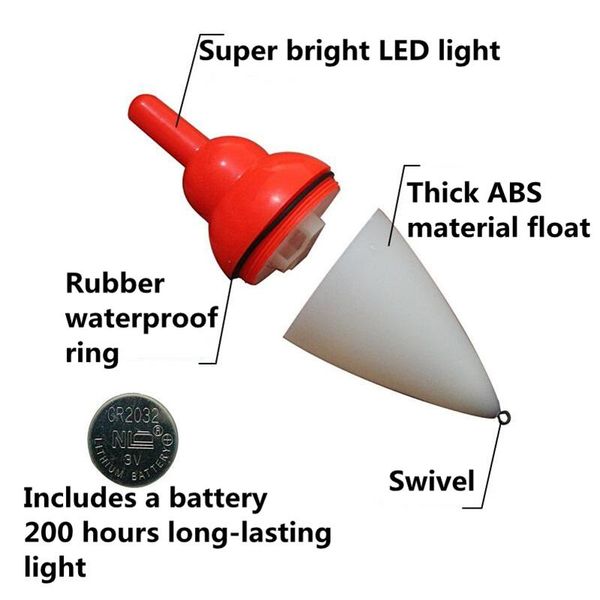 

fishing accessories 1pcs luminous led float red bright glowing carp electronic floating sea night bobber with battery hard tail fish