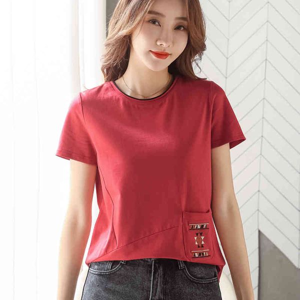 

women's t-shirt patchwork short sleeve t women summer korean style loose cotton plus size female clothes tee femme z40h, White