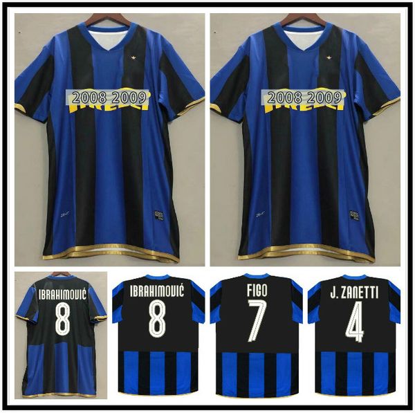 

2008 2009 inter retro soccer jersey 08 09 ibrahimovic figo stankovic cambiasso vintage classic vintage football shirt, Black;yellow