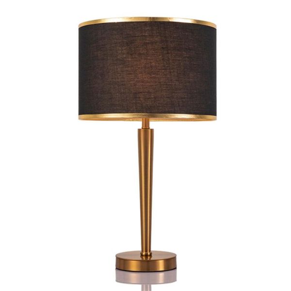 

table lamps modern black gold fabric bedroom study cone tube metal lamp office bedside living room iron tabledesk lights