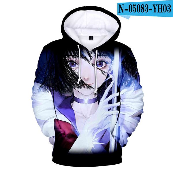 

cartoon 3d sailor moon hoodies men women casual hip hop children sweatshirts boys girls sailor moon pullovers beautiful hooded y0319, Black