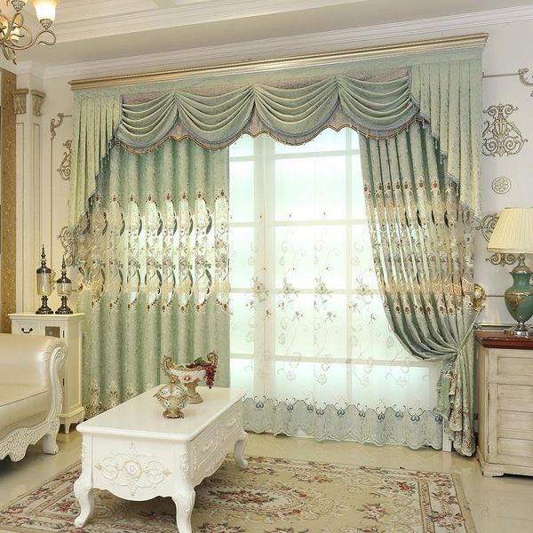 

curtain & drapes light luxury modern simple european style embroidered classial curtains for living room bedroom valance custom