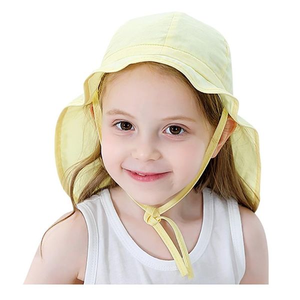 

hat child sunshade solid kids swimming cap baby sun beach protection hats for girls boys summer outdoor 2021 caps &, Yellow