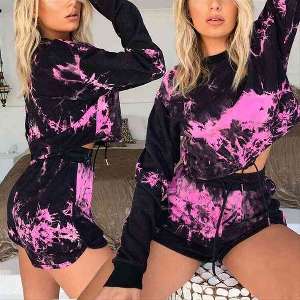 

fashion 2pcs gradient sport wear women jogger casual tracksuit sweatshirt shorts sets fitness clothing, Gray