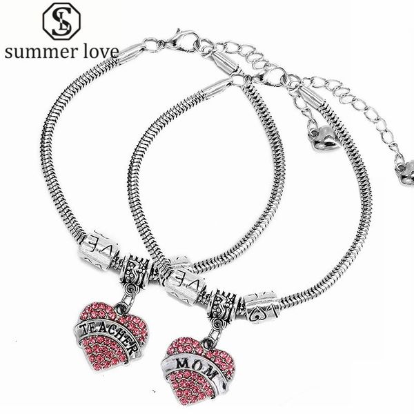 

link, chain love family jewelry bracelets diy crystal heart charm bracelet european mom sister teacher girl gift wholesale, Black