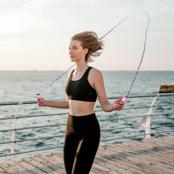 

adjustable jump rope with counter sports fitness speed counting skipping massage mat for exercise ropes
