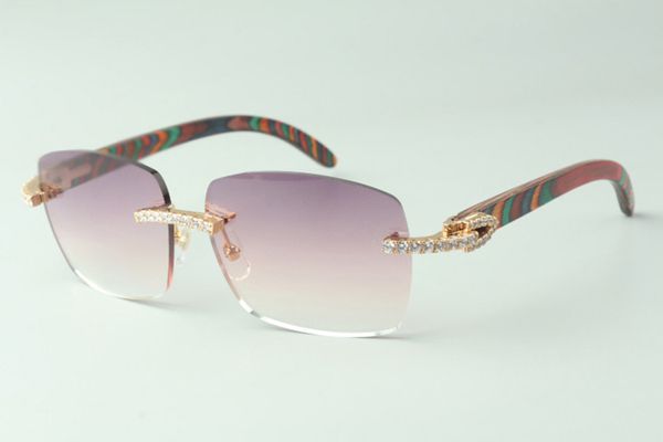 

direct sales endless diamond sunglasses 3524025 with peacock wooden temples designer glasses, size: 18-135 mm, White;black