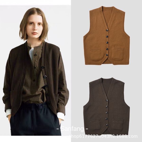 

margaret howell women's 20aw winter waistcoat sleevels cardigan wool knitted mhl vt, Black;white