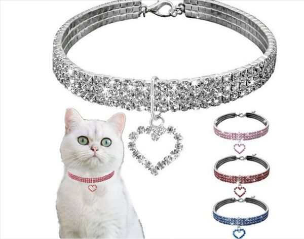 

heart-shaped dog collar rhinestone cat collar adjustable neck size 20cm~30cm for small medium dogs cat chihuahua dog accessories