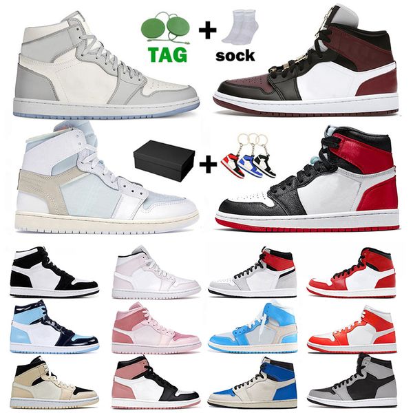 

jumpman 1 1s new basketball shoes air jordan retor with box higth quality mid se balck dare beet root seafoam white university blue grey cam