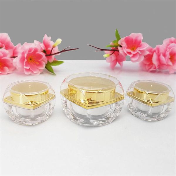 

storage bottles & jars 5g/10g high-grade acrylic empty cosmetic jar gold lid eye cream face small sample bottle refillable container