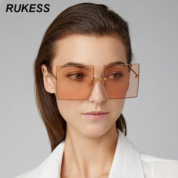

retro sunglasses women oversized fashion rimless gradient sun glasses shades cutting lens ladies frameless eyeglasses, White;black