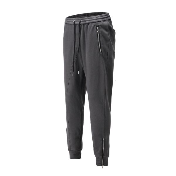 

capris washed cotton jog sweatpants zippered ankles slim fit, Black