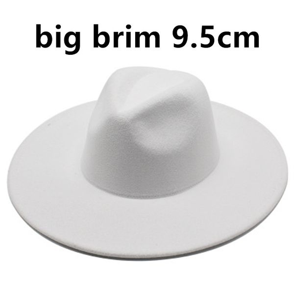 Einfache britische Art Winterwolle Flet solide klassische Fedoras Kappe Männer Frauen Panama Jazz Hut 9,5 cm breite Krempe großen Fedora