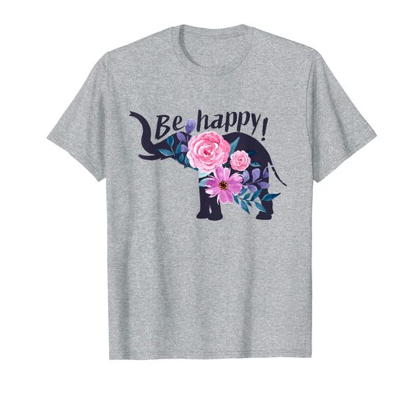 

be happy tshirt fashion funny cute elephant tee women girl t-shirt, White;black