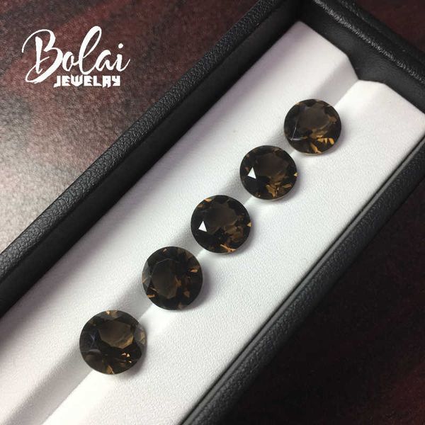 

bolaijewelry,natural brown color smoky quartz round10.0 mm ,5pcs/15.7ct loose gemstone for diy jewelry h1015, Black