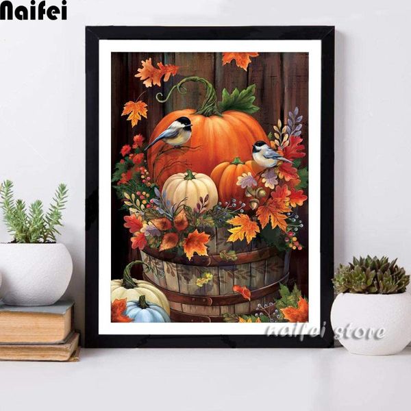 

diamond painting fall landscape pumpkin birds picture full square/round embroidery cross stitch gift home decoration