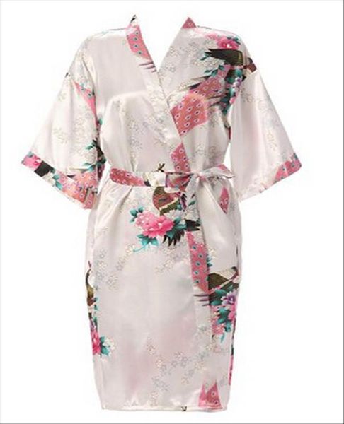 

silk satin wedding bride women sleepwear bridesmaid robe floral bathrobe short kimono night bath fashion dressing gown for, Black;red